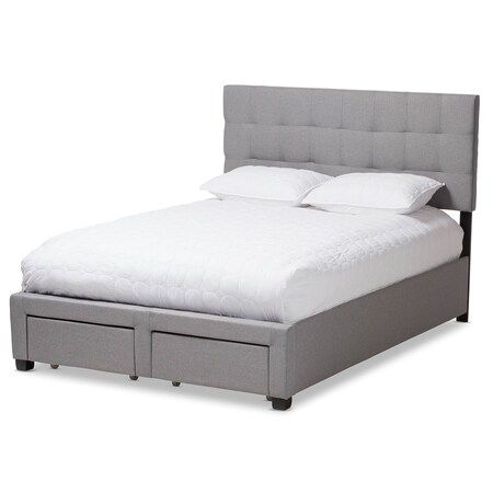 Baxton Studio Tibault Modern Grey Upholstered Queen Size Storage Bed 143-8053